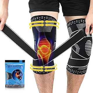 Beister 1 Pair Knee Compression Sleeves with Adjustable Straps for Men & Women, Professional Knee Support Brace for Meniscus Tear, Arthritis, Sports Joint Pain Relief, Running, Basketball