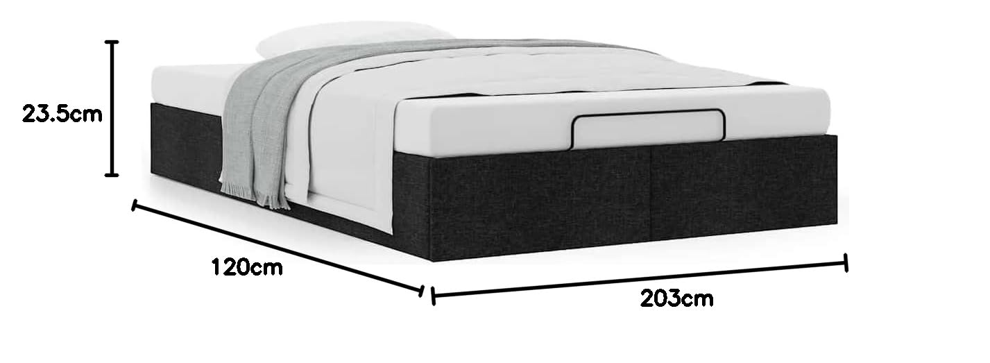 Festnight Cama Tapizada 120x200 con Somier y Almacenamiento, Canapé Abatible Matrimonio Negro