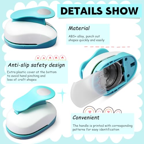 Image of CHENGU 6 Pcs Circle Punch Set 3in /2in /1.5in /1in /0.6in /0.3in Scrapbook Hole Punchers Crafting with 10 Sticker Paper Round Cutter Scrapbook for Office Supplies DIY Albums Photos(Blue)