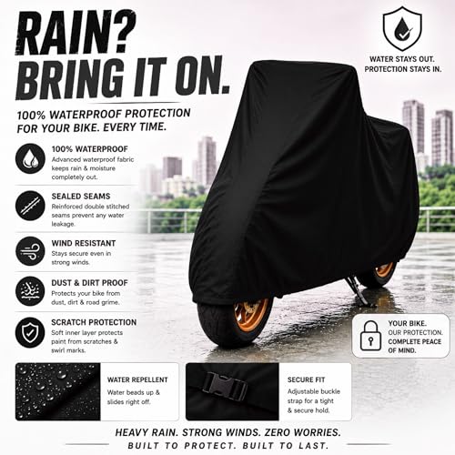 Image of Scooty Body Cover for TVS NTorq 125 Waterproof & Dustproof Scooter Cover UV Resistant, Heat Resistant & All Weather Protection Heavy Duty Triple Stitched Two Wheeler Cover (Black)