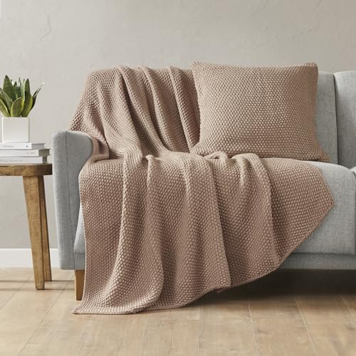 Image of Ink+Ivy Bree Knit Throw Blanket for Bed, Sofa, and Couch, Lightweight, Breathable, Soft & Cozy Summer Blanket, Throw (50 in x 60 in) Brown