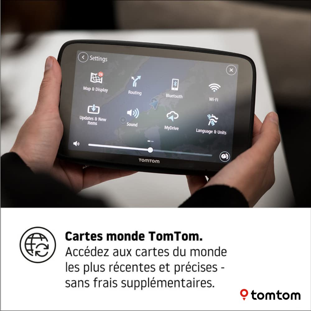 TomTom GPS GO Camper Max pour Camping-Car et Caravane, écran HD 7" avec PI pour Camping-Car et Caravane, Mises à jour via Wi-Fi, TomTom Traffic, Alertes des Zones de Danger et Cartes du Monde