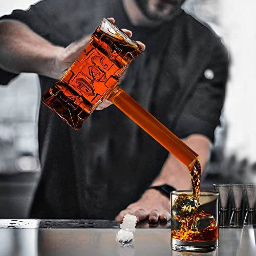 Hammer Decanter With Airtight Stopper - Hyaugx Whiskey Decanter 13.5Oz Unique Hammer Cool Funny Anniversary Birthday Gifts With Box Liquor Glass Alcohol Bottle For Wine Bourbon Tequila Vodka For Men #TOP5