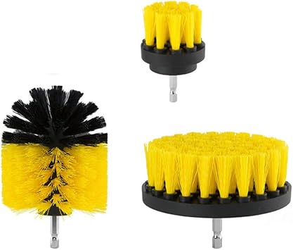 Scrub Brush Drill Attachment Kit by ELEOPTION, Heavy Duty Scrubbing Drill Brush Nylon Cordless Drill Powered Spinning Brush Great for Cleaning Pool Tile, Flooring, Brick, Ceramic, Marble 3 Set