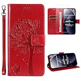 Xauvap Coque Compatible avec Xiaomi Redmi Note 15 Pro 5G (Pas pour 4G) avec 1 Pièce Protection Écran en Verre Trempé, Housse Cuir PU Portefeuille, Boucle Magnétique Etui (Rouge)