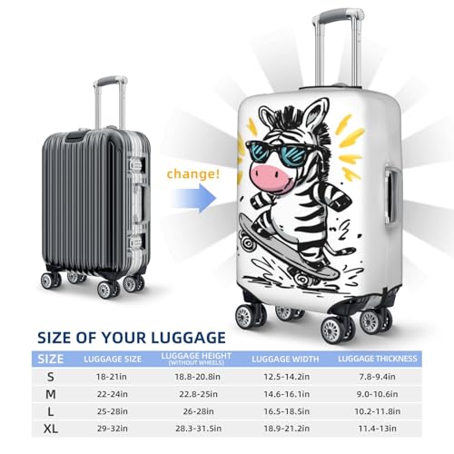 Cute Cartoon Zebra Skateboarding Elastic Travel Luggage Covers Dustproof Scratch-Resistant Suitcase Protector Fit 22-24 Inch4