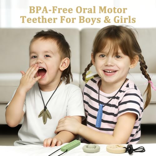 Image of MISSLILI Sensory Chew Necklaces for Kids Aggressive Chewers | Silicone Chewelry for Autism, ADHD, Oral Motor Therapy & Baby Teething (BPA-Free, Textured Surface)