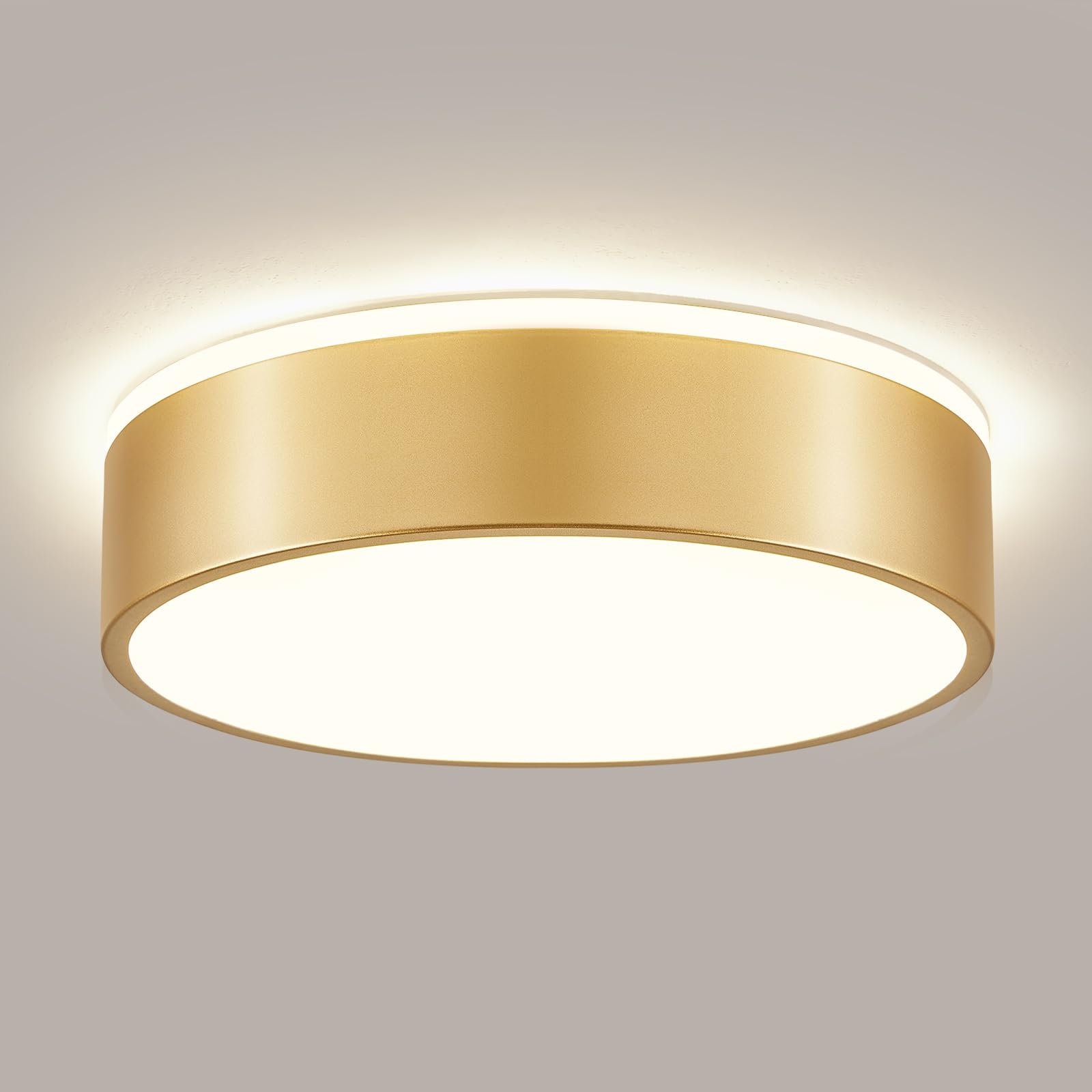 Dimmable Gold LED Flush Mount Ceiling Lights Modern 5CCT 2700K-6000K Close to Ceiling Light Simple Round Kitchen Lighting