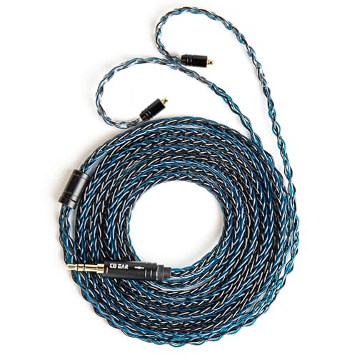 2M Extra Long MMCX IEM Cable, in Ear Monitor Replacement Earbuds Earphone Cable, KBEAR ST12 Plus 8 Core 4N OFC Silver-plated Headphone Wire for TIN Audio T2 T3 Shure Earphones (Blue-Black, MMCX 3.5MM)