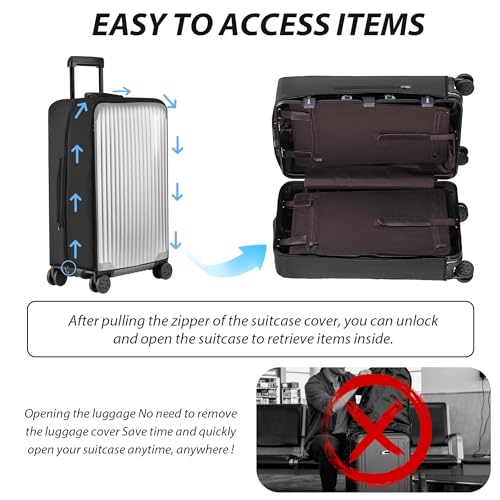 Veki Clear Suitcase Covers for Luggage, PVC Luggage Cover, No Need To Remove, Dust Cover for 18-30 Inches Suitcase (Black, 28)3