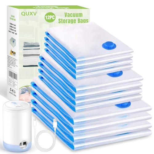 Sacchi Sottovuoto Vestiti con Pompa Elettrica Usb, 12 Pezzi di