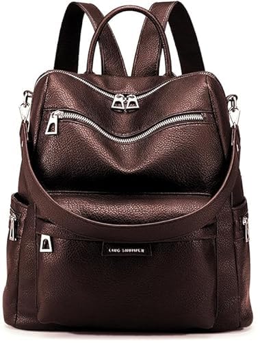 Women's Leather Backpack, Multi-Zip Design, Convertible Shoulder Bag,College//Office-picture-20