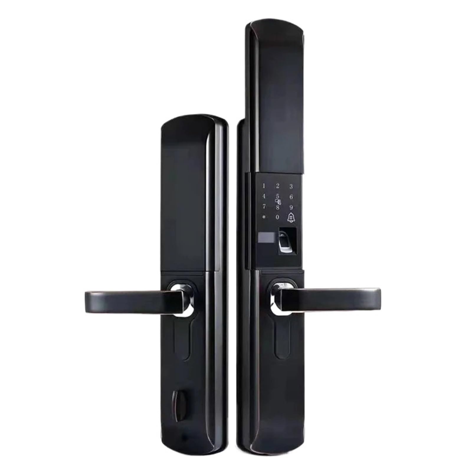 IAQIYOPS Waterproof Smart Door Lock Metal Fingerprint Password IC Card Key Backup Unlock Security Home Alarm Electronic Digital Home Lock(Black 1pcs,30X388MM)