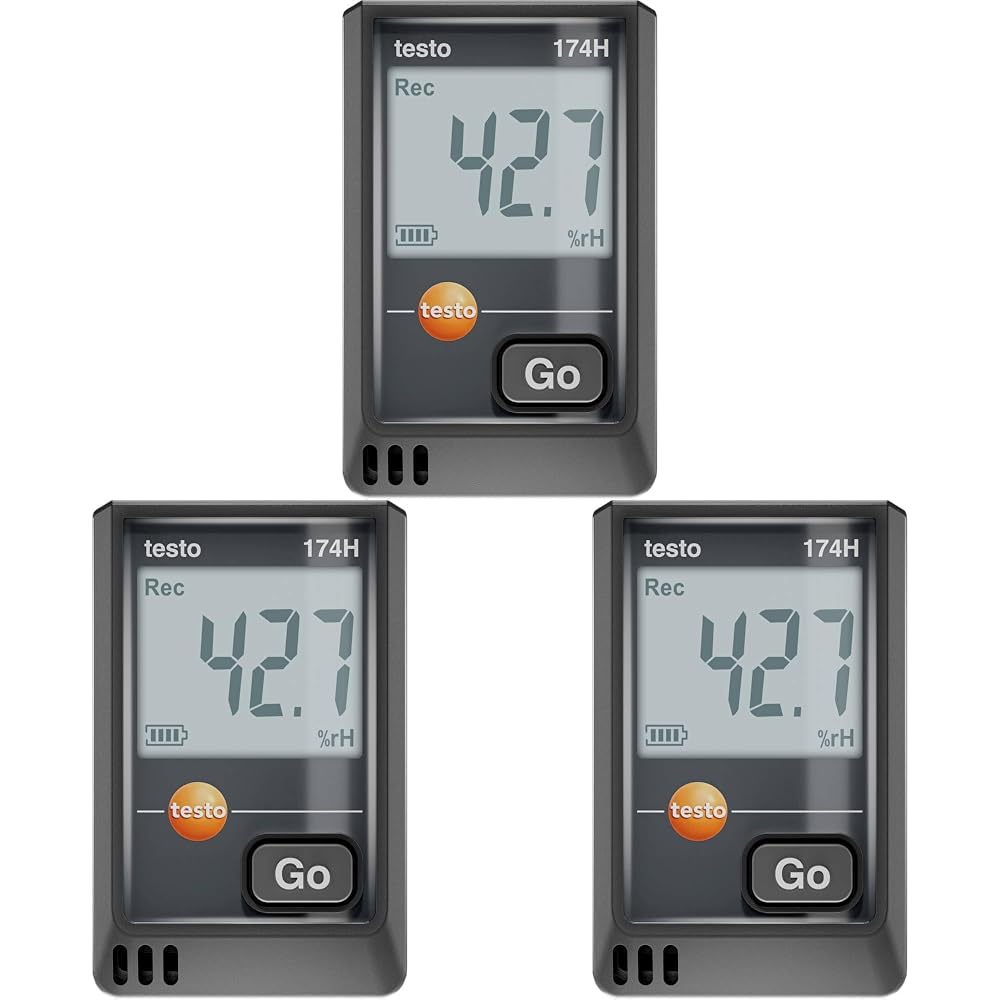 testo 0572 1741 02 174 H Temperatur-Datenlogger, Bodenfeuchte-Datenlogger -20 bis 70 °C 0 bis 100% rF (Packung mit 3)