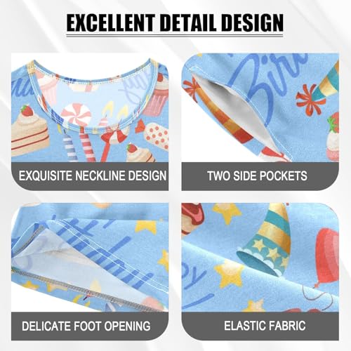 Pajama Short Sets Happy Birthday Elements Soft Cotton Summer Sleepwear 2 Piece PJS Size 5-14T3