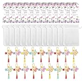 BANBALLON 12 Sets Butterfly Party Favors Tassel Keychain Fairy Party Decorations with Laser Butterfly Flower Gauze Bag Thank You Cards for Birthday Party Baby Shower Goodie Bag Decor (Butterfly)