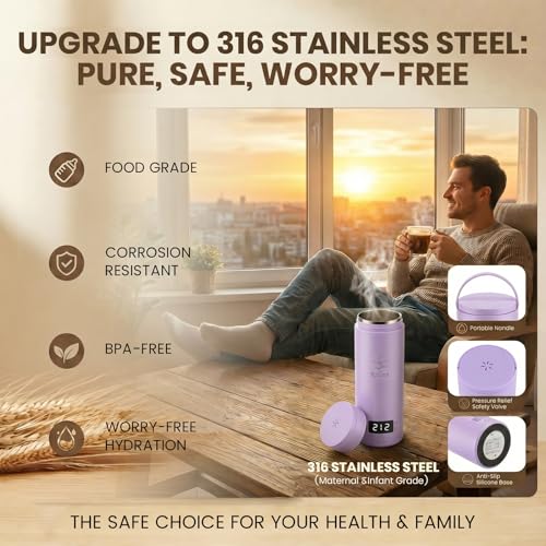 Image of Portable Electric Kettle For Travel, 120V, 450ml, 4 Temperature Control
