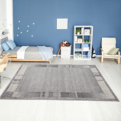 THE RUGS Ultra Soft Area Rug - Modern Luxury Fluffy Rug, Grey Plain Pattern Rugs for Living Room Bedroom, Kids Room (120x170 cm, Grey) - Image 2