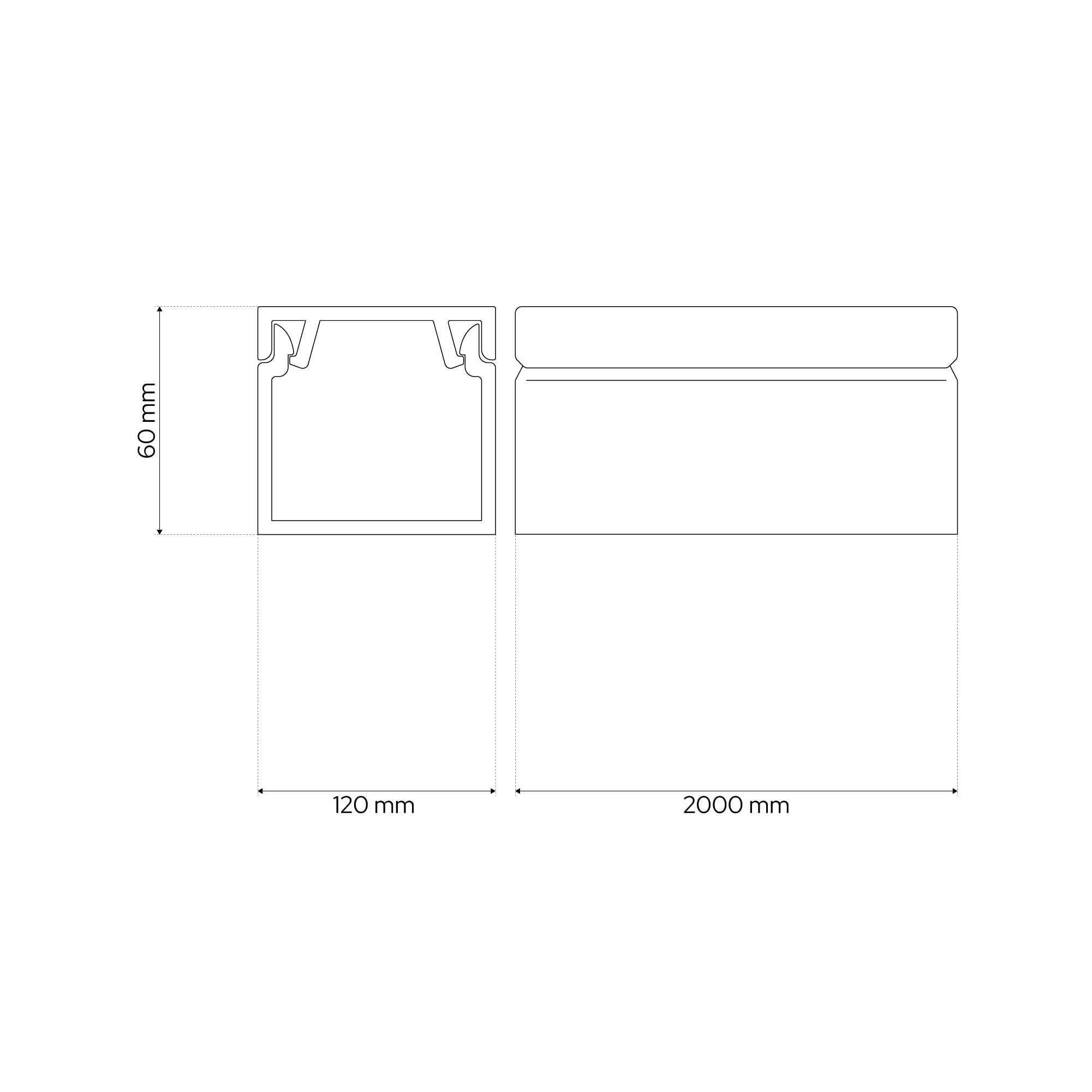 EDO Canaleta Eléctrica 120x60 mm Blanca 2 m – Tapa Abatible y Montaje con Tornillos – Canaleta para Cables de Pared – Organizador de Cables para Hogar, Oficina o TV