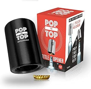 Pop-the-Top Beer Bottle Opener (Black): Automatic Bottle Opener, No Damage to Cap | Fun Bartender Tool | Push Down Decapitator Bottle Cap Opener by TaZa