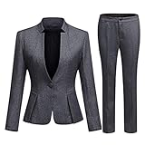 Women's Business Office One Button Blazer Jacket and Pants Suit Set
