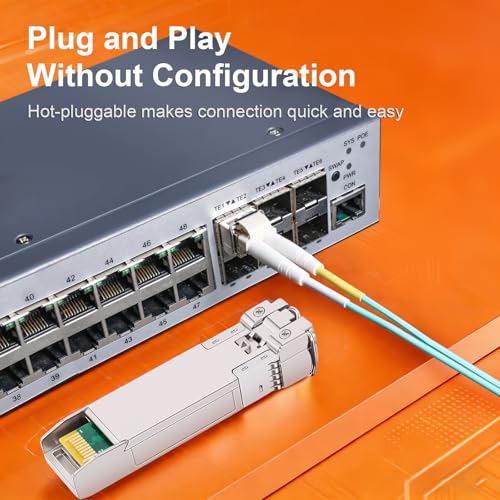 Image of 4Pack 10GBase-SR SFP+ Transceiver, 10G 850nm Multimode Module up to 300M, Compatible for Cisco SFP-10G-SR, Ubiquiti UniFi UF-MM-10G, Meraki MA-SFP-10GB-SR, D-Link, Netgear, Mikrotik, ZTE and More