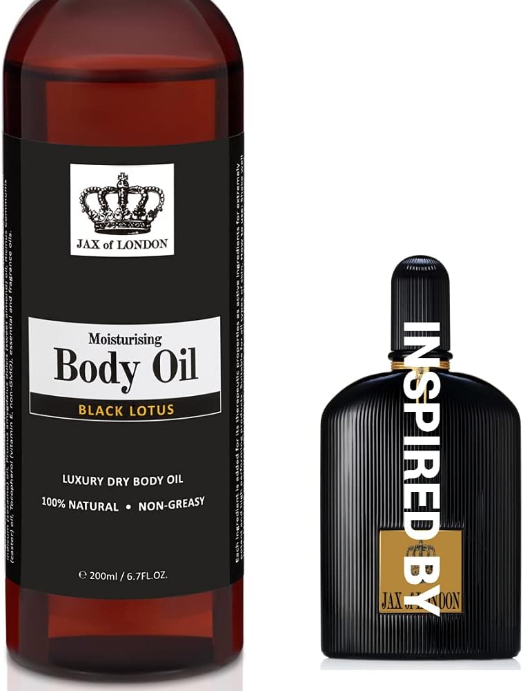 Jax of London Black Orchid Inspired Body Oil 200ml, Unisex Fragrance for Men & Women, 100% Natural Ingredients