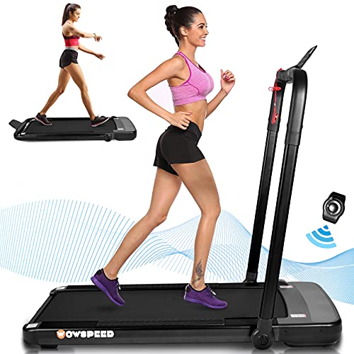 Folding Treadmill 2 in 1, Under Desk Electric Treadmill for Home, Portable Walking Running Machine, LCD Touch Screen, App Watch Remote Control, 12 Preset Programs, Simple Assemble