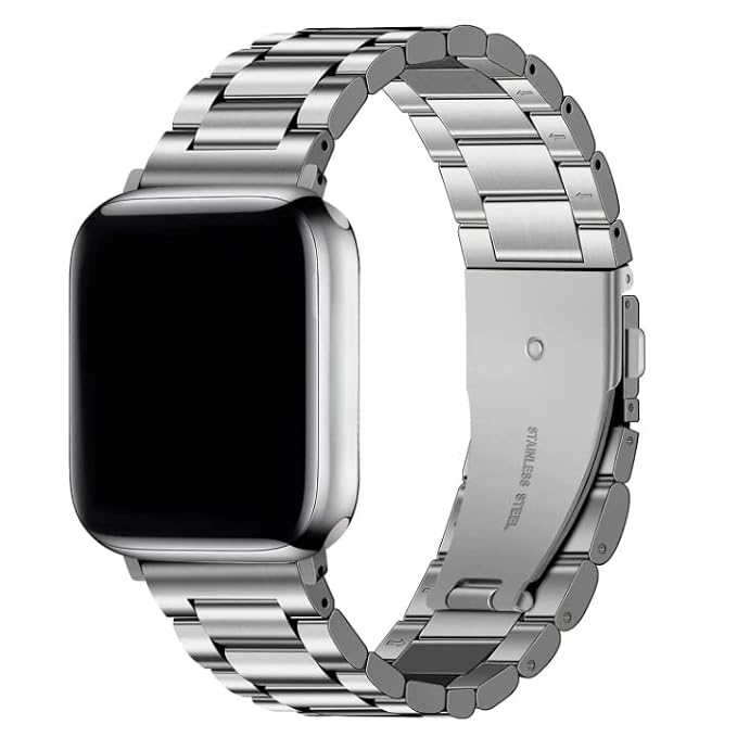 HUMBLE Premium Stainless Steel Professional Look 38mm,40mm & 41mm Chain Strap with Secure Classic Folding Clasp Lock Compatible with Watch Series SE/6/7/5/4/3/2/1