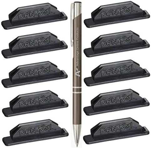 10 Pack Pen Pal Pen Holders, Black Only, Self Adhesive and Removeable
