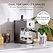 BREVILLE Barista Slimline Espresso Machine | Integrated Milk Frother | Compact Coffee Maker for Cappuccinos, Lattes & More | 15 Bar Pump | Silver [VCF185]