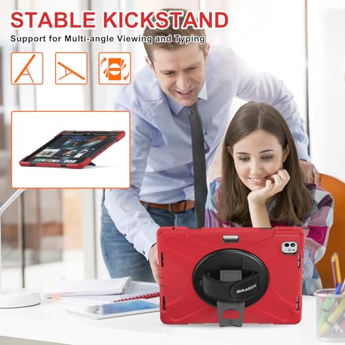 Protection iPad Pro 13 M4 2024 robuste rouge avec support rotatif 360 - 4