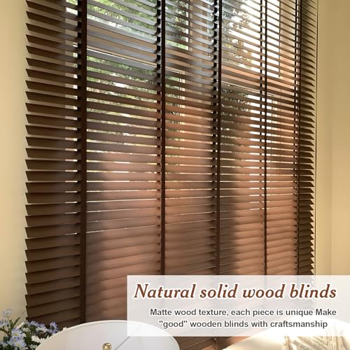 2" Slats Wood Blinds for Indoor Windows, Custom Wood Window Blinds, Wooden Venetian Horizontal Blinds & Shades for Indoor Windows, Office, Living Room, Bedroom