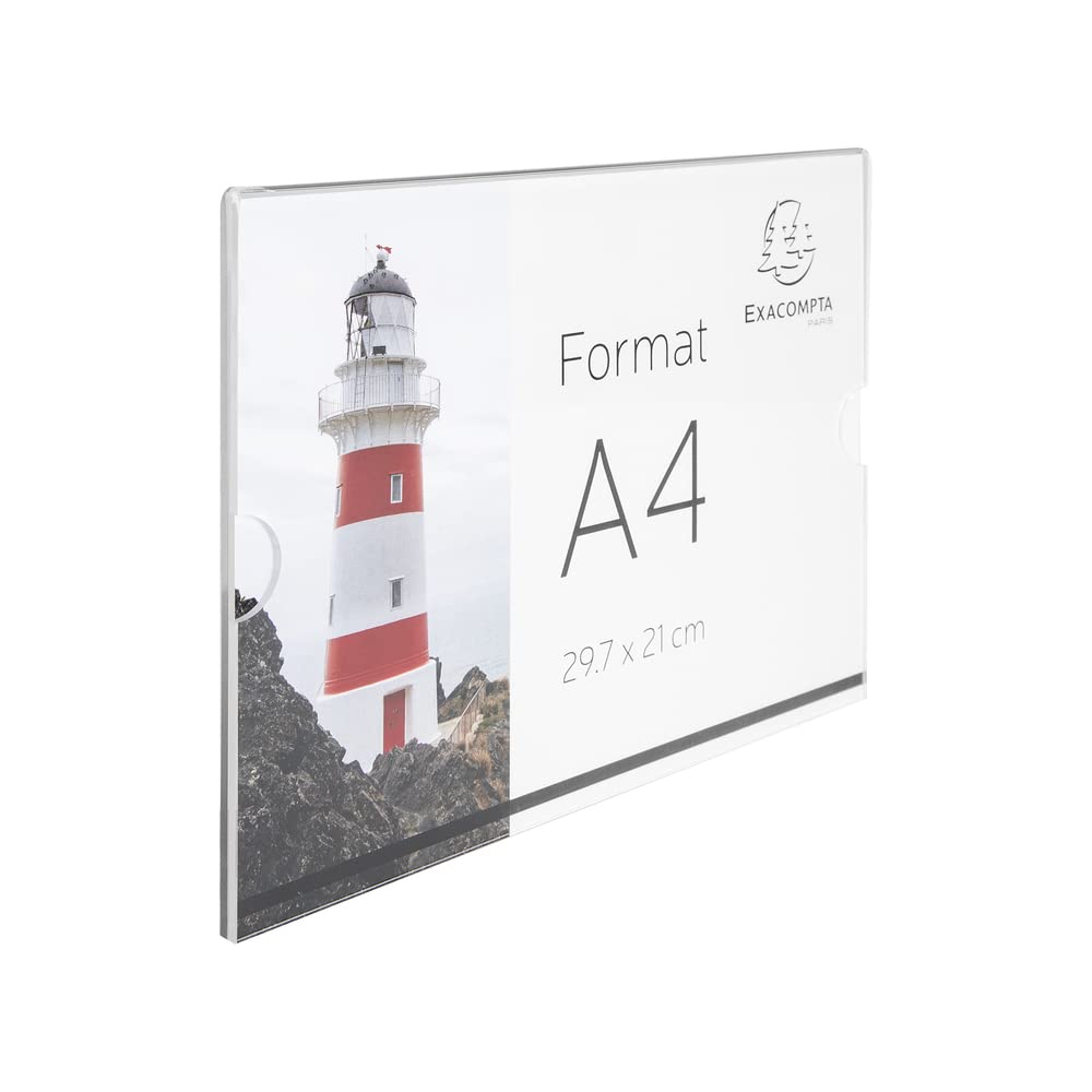 Exacompta - 84858QD - 1 bolsillo de pared (atornillable y pegado) A4 horizontal - PMMA (acrílico) de calidad - Alta transparencia - Color cristal