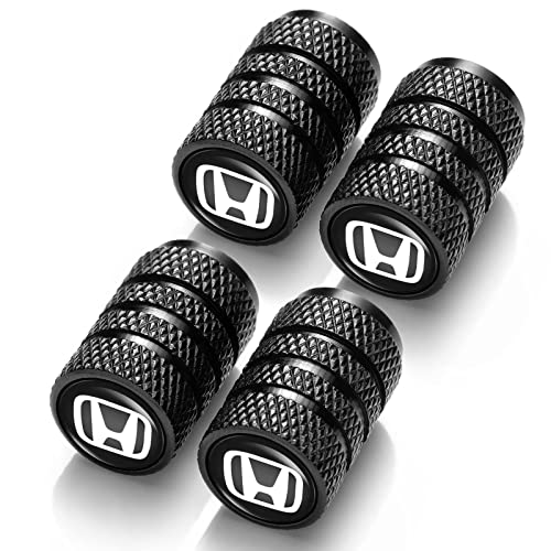 POPAYO Tire Valve Stem Caps,Metal Air Valve Cap,Universal Stem Covers for Honda CR-V CRV Pilot EX EX-L Touring Accord Civic Pilot Logo Styling Decoration Accessories,4 Pcs Black