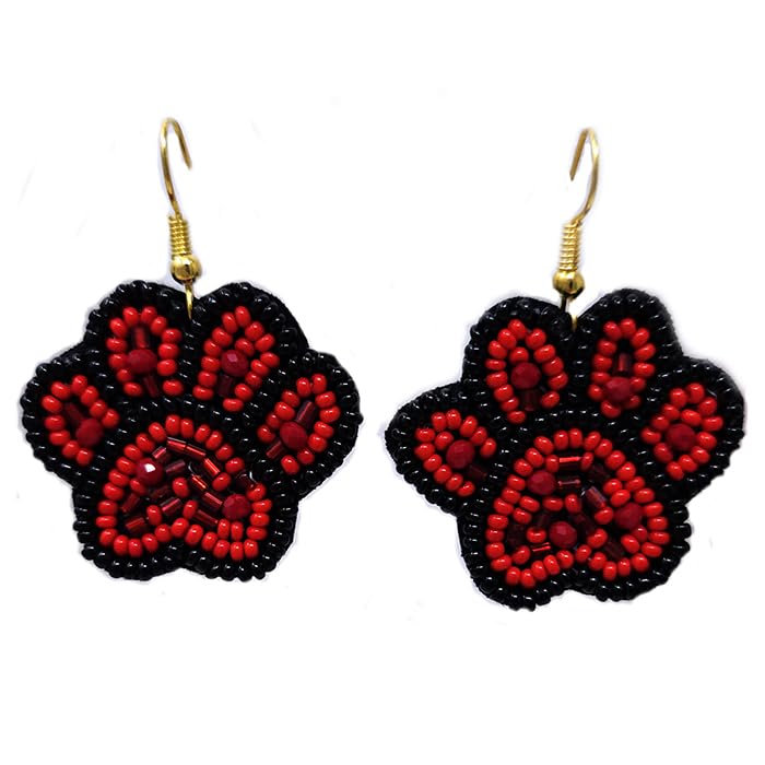 Beaded Colorful Paw Post Earrings Handmade Paw Earrings4