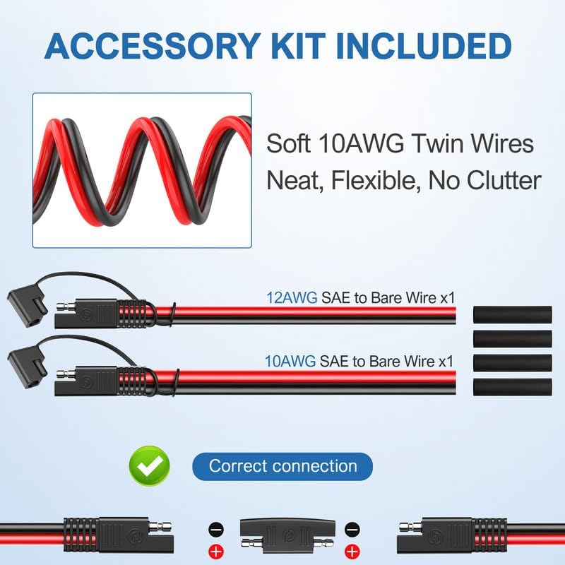 7 Way Trailer Plug to SAE Power Cable,(10AWG1.5Ft)7Pin Power Access,7-Way Blade to 2Pin SAE 12V Charger Source,7PoleTrailer Plug Charging Cord for RV Truck,Air Compressor,Portable Cooler,LED Pod Light