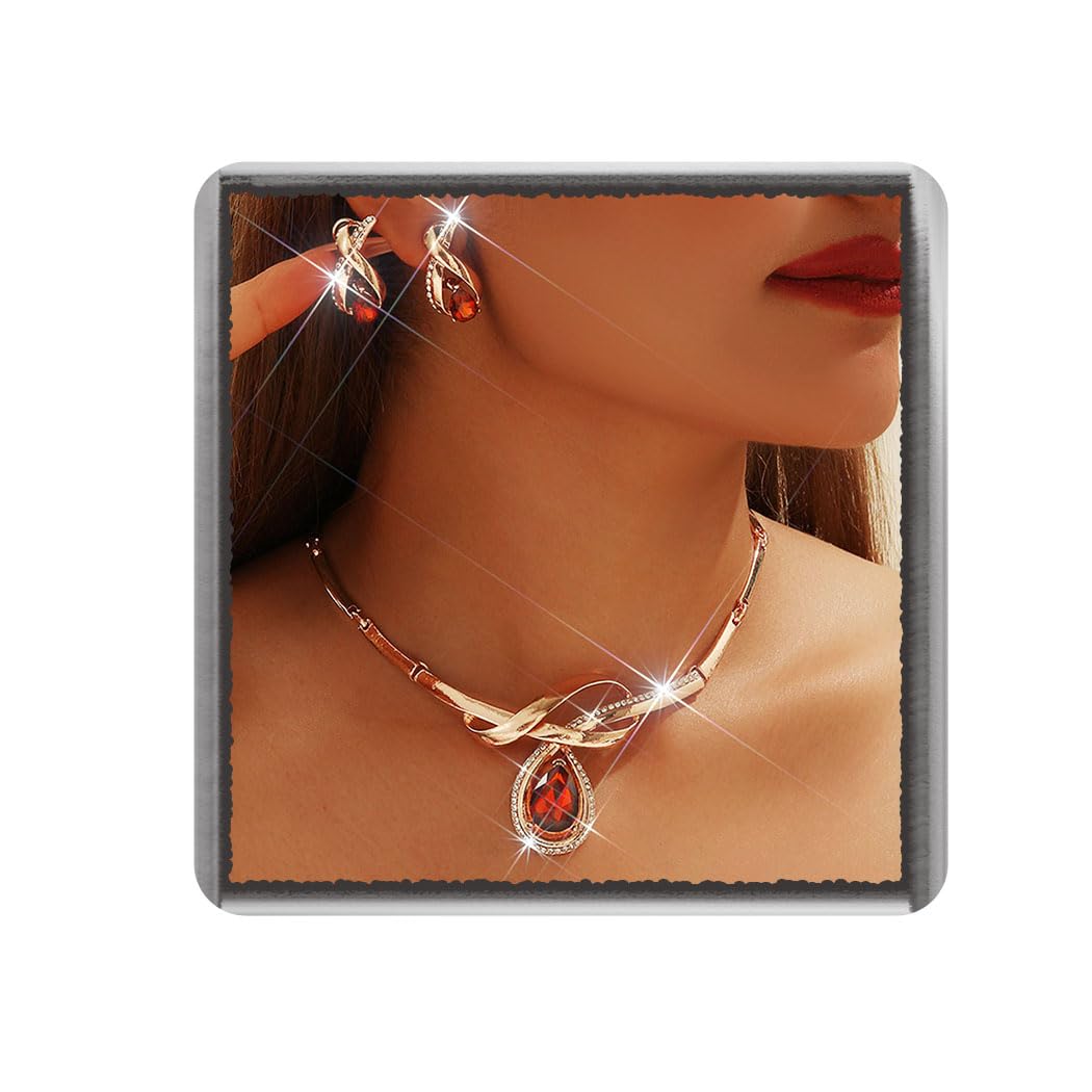 Ushiny Kristall Pedant Choker Halskette und Ohrringe Schmuck