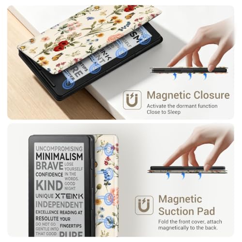 Image of CoBak Magnetic Case for XTEINK X4, Ultra-Lightweight Protective Cover for Xteink X4 E-Reader, Secure Magnetic Attachment(Classical Flowers)