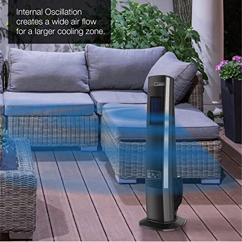 Lasko 42" Portable Outdoor Tower Fan With Bluetooth Technology For Decks, Patios And Porches With 4 Speeds, Night Mode, Internal Oscillation, Black, Yf200, Large #TOP4