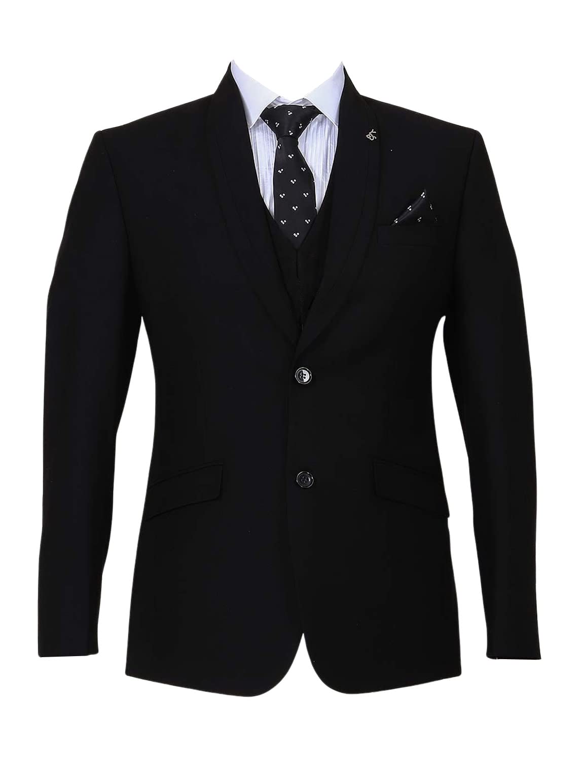 Uomo Scialle Risvolto Vestito Due Bottoni Giacca con Scollo a V Gilet Pantaloni Tre Pezzi Affari Smoking