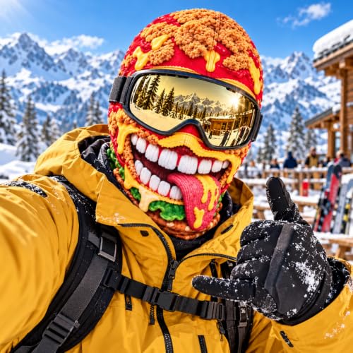 Funny Ski Mask Old Man Hamburger Printed Balaclava Winter Novelty Masks - image 2