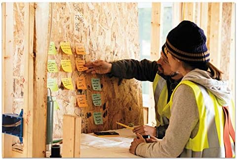 Post-it Extreme Notes, Stop Re-work on the Job, Works in 0 - 120 degrees Fahrenheit, 100X the holding power, Green, Orange, Mint, Yellow, 3 in x 3 in, 12 Pads/Pack, 45 Sheets/Pad (EXTRM33-12TRYX)