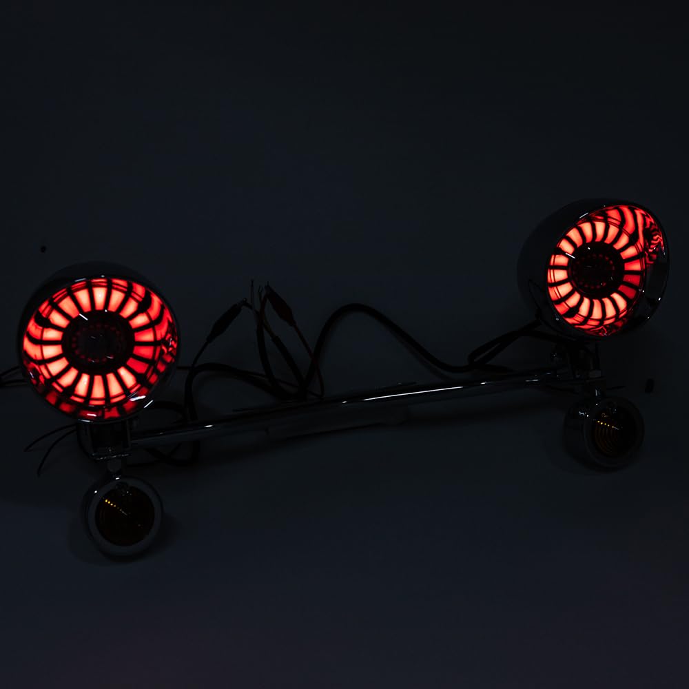 Universal faros auxiliares de moto custom LED 1 juego faros antiniebla para motocicleta cromados compatible con Shadow VT 750 1100 (Con soporte)