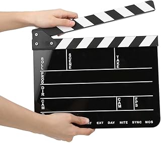 Ripa de 11,81x9,84 polegadas para filme, kit de ripas de diretores de filme à prova d'água para interpretação de papéis, edição, produção de vídeo, filme de(quadro-negro de barra branca)