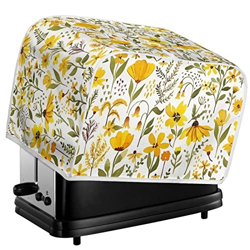 Image of 2 Slice Toaster Dust Cover Bread Toaster Oven Dustproof Cover Kitchen Bakeware Protector Dustproof Fingerprint Protection for Women Gift(11.4 x 7.9 x 7.5), Yellow Floral