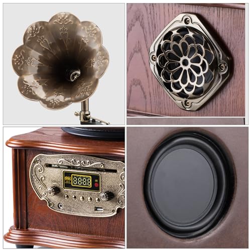 HOFEINZ 天然木材 蓄音機 純銅ホーン 工芸品 マルチレコードプレーヤーVS1723 の商品画像 3