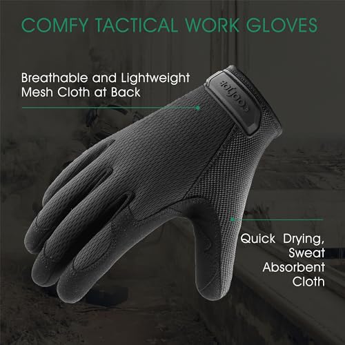 COOLJOB-Touchscreen-Utility-Work-Gloves-for-Men-Breathable-Cooling-Gloves-for-Camping-Hiking-Running-Outside-Ultra-Soft-Lightweight-and-Snug-Fitting-Gloves-for-Truck-Driver-or-Postman-Black-Large