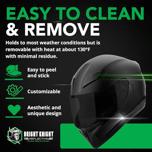 Bright Knight Decals BK RECTANGLE 5 Reflective Motorcycle Helmet Decals, 5 Pcs Black Reflective Tape Decal thumb #4