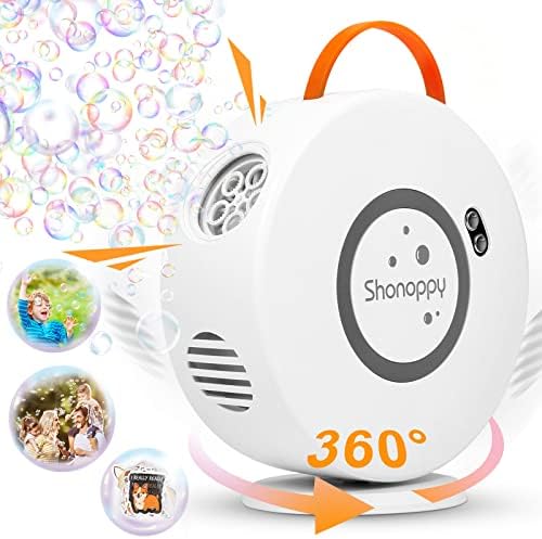 Shonoppy Bubble Machine for Kids Electric Bubble Maker,Durable Automatic Bubble Blower Machine Rotatable 90°/360°,12000+ Bubbles/min Rechargeable Bubble Machine for Parties,Outdoor Boys/Girls Toys